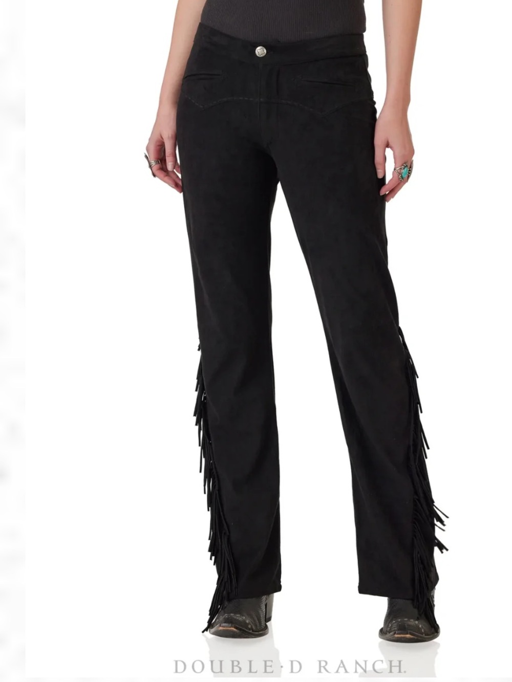 Double D Ranch Line Camp faux suede fringe pants